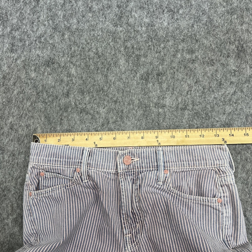 Mother Jeans Womens 25 Pink Stripe Rascal Ankle Snippet Raw Hem Stretch Denim - Picture 13 of 16